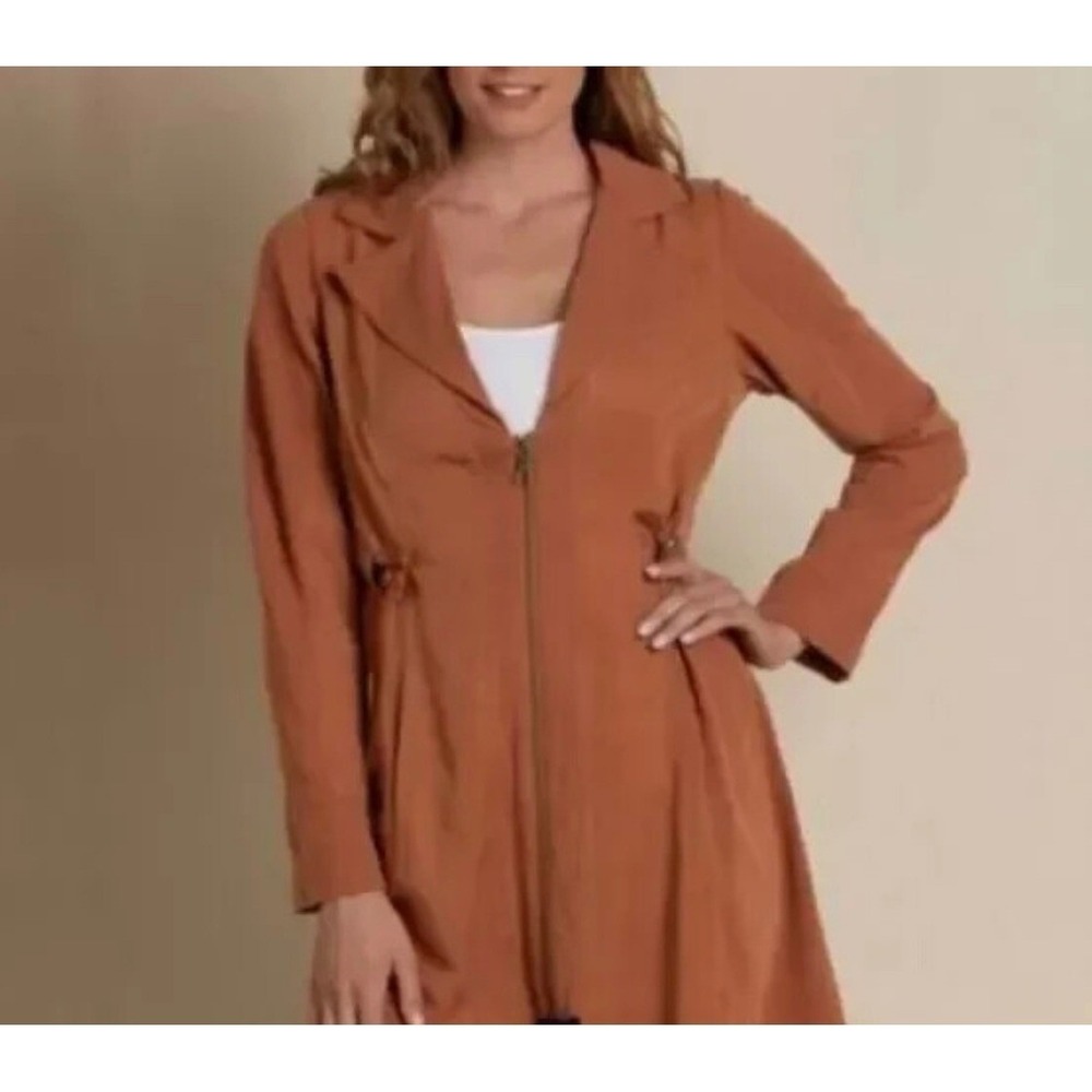 Soft Surroundings Santa Rosa Burnt Orange Tencel Toggle Jacket Pockets Medium